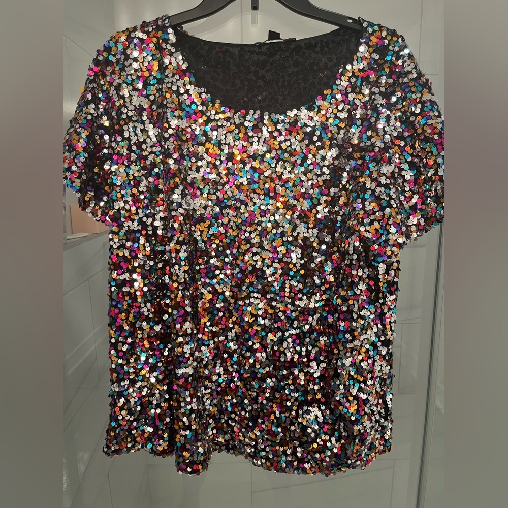 Multi colored sequin style shirt